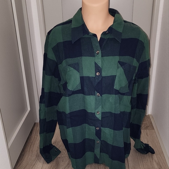 Natural Reflections Green and Blue Cotton Shirt - Picture 8 of 8